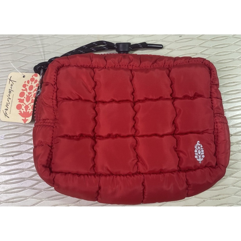 FP Movement by Free People Quilted Make-up Case Winterberry Red NWT 4.5x6.5x2.5